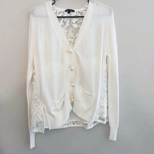 PINK TARTAN off white lace cardigan coquette wedding romantic cottagecore